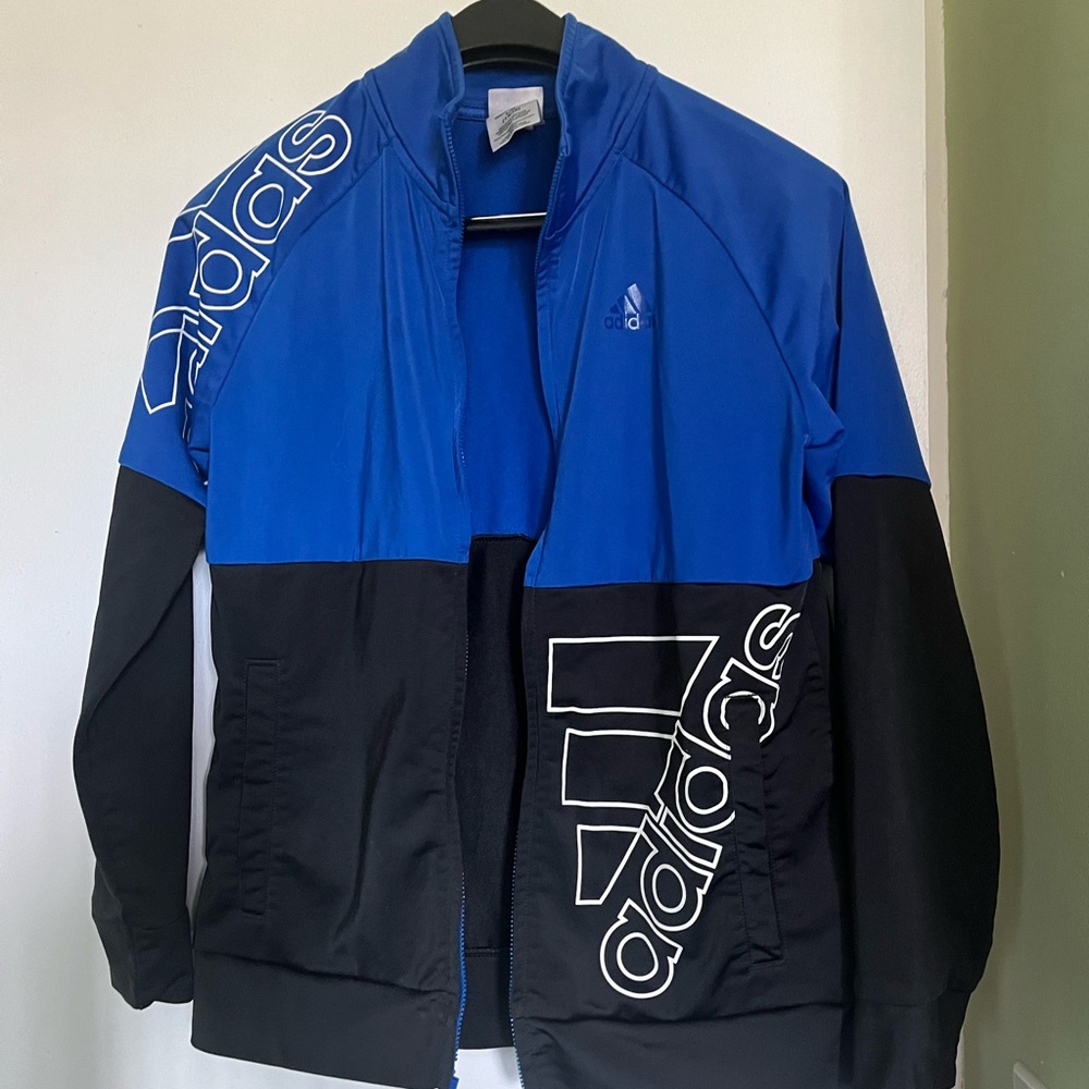 Adidas tracksuit boys black/blue size L14/16